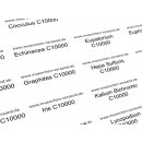 Globuli Etiketten, bedruckt mit den gängigsten Homöopathischen Arzneimitteln C10000