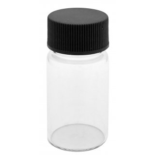 Gewindeflaschen 20g/ml, Laborglas mit Schraubdeckel schwarz, 57mm x Ø27,5mm Klarglas 1 Stck