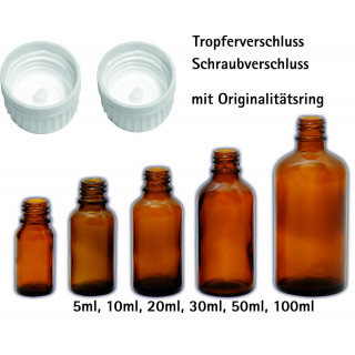 10 Stück 20ml Apothekerflaschen mit Schraubverschluss, UV-Schutz Braunglas